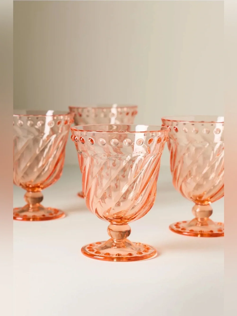 NEW Anthropologie Esther Acrylic Goblets, Set of 4, Peach